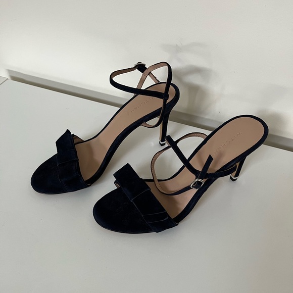 New Witchery Suede Dark Navy Heels - Size 38 - Picture 11 of 15